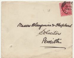 1909-08-10 KEVII 1d Red Stamp Used on Envelope (87039)