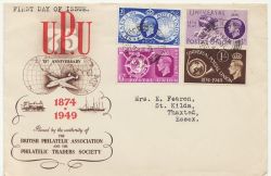 1949-10-10 UPU Illustrated Thaxted cds FDC (87046)