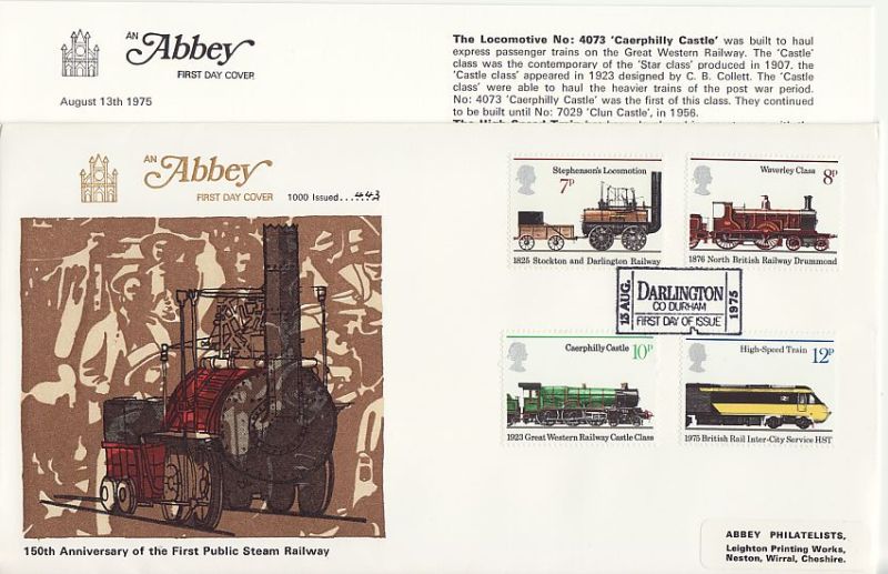 1975 Railway Stamps Abbey FDC