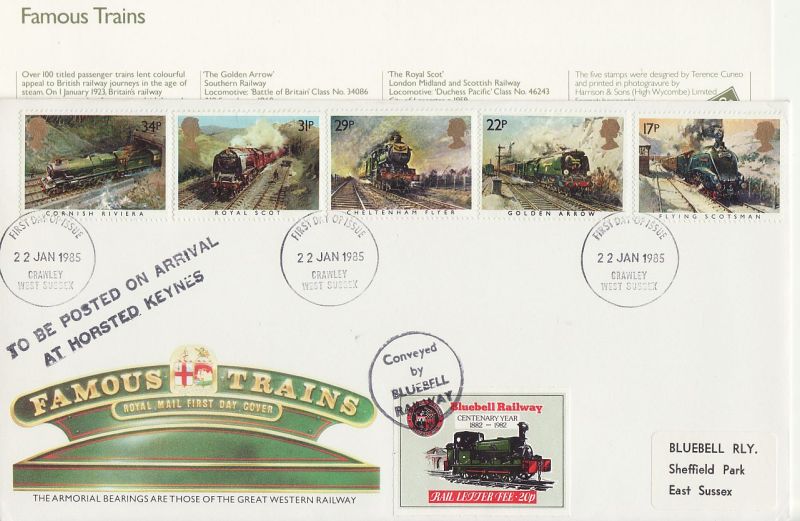1985 Famous Trains First Day Cover