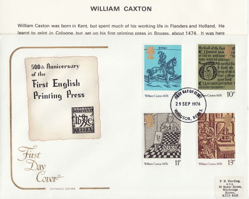 1976 First English Printing Press First Day Cover