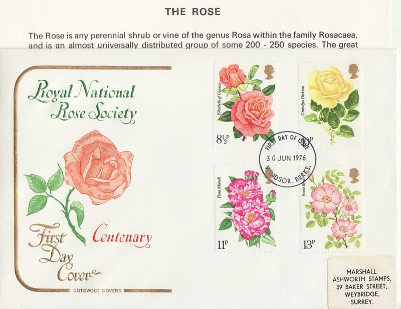 1976 Royal National Rose Society First Day Cover