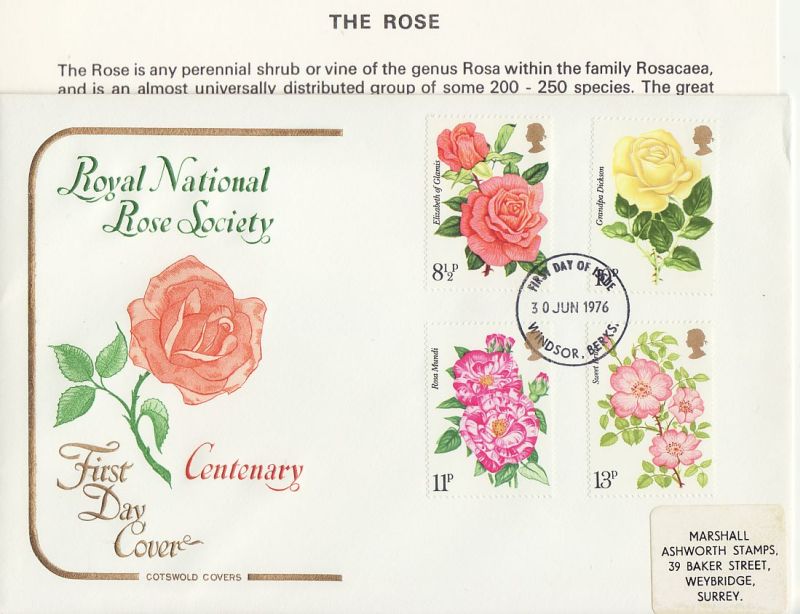 1976 Royal National Rose Society First Day Cover