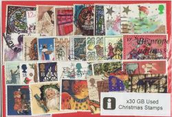 GB x30 Used Christmas Stamps Off Paper (87741)