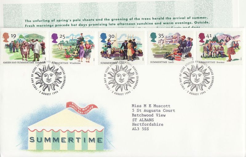 1994 Summertime First Day Cover