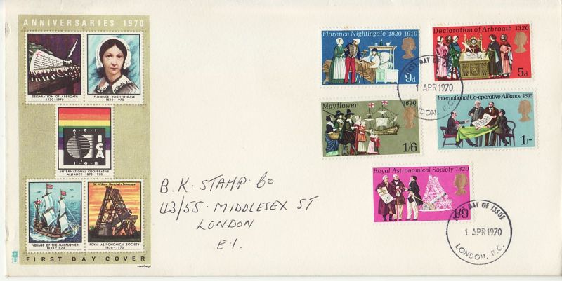 1970 Anniversaries Stamps First Day Cover