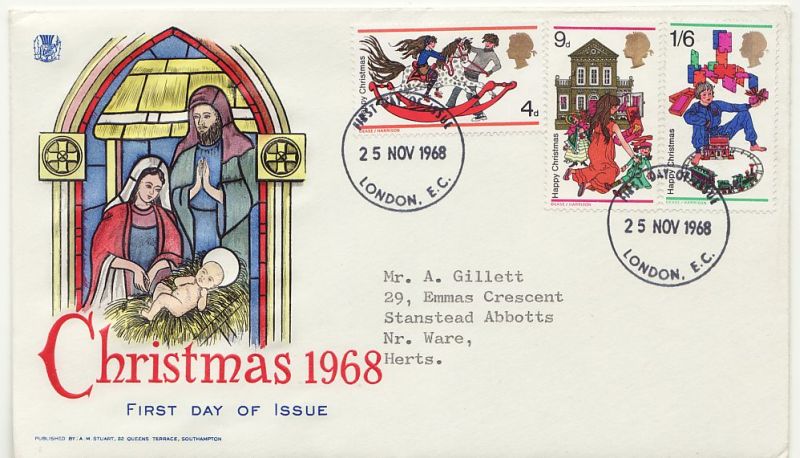 1968 Christmas Stamps First Day Cover