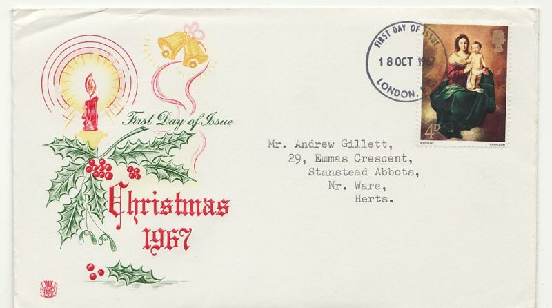 1967 Christmas Stamp First Day Cover
