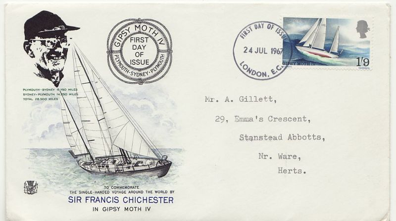 1967 Sir Francis Chichester Stamp First Day Cover