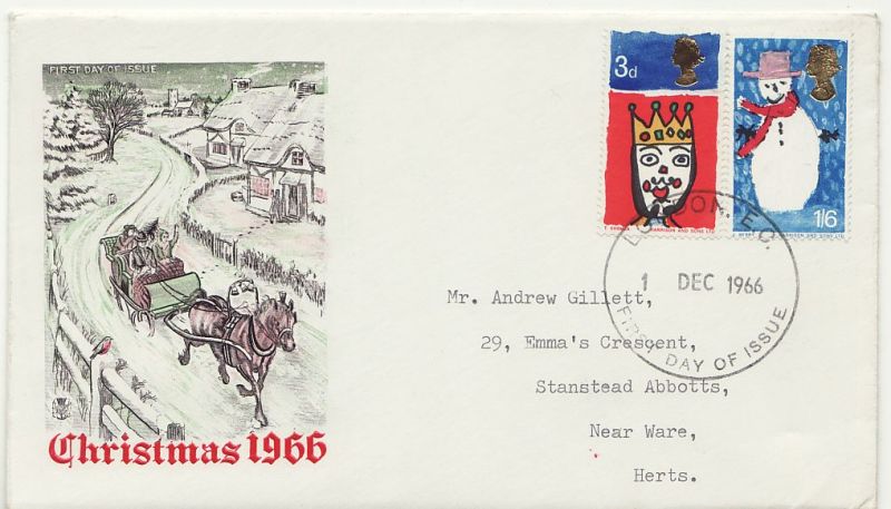 1966 Christmas Stamps First Day Cover
