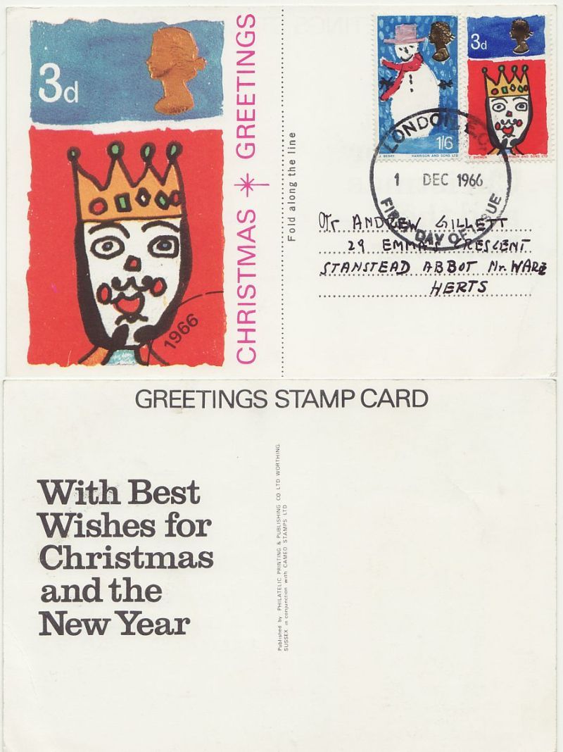 1966 Christmas Stamps Cameo Card