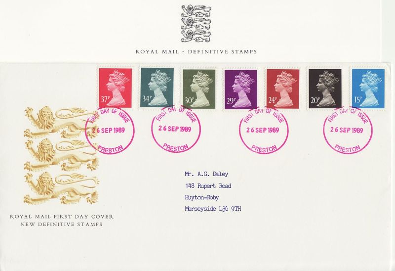 1989 Definitive Stamps First Day Cover