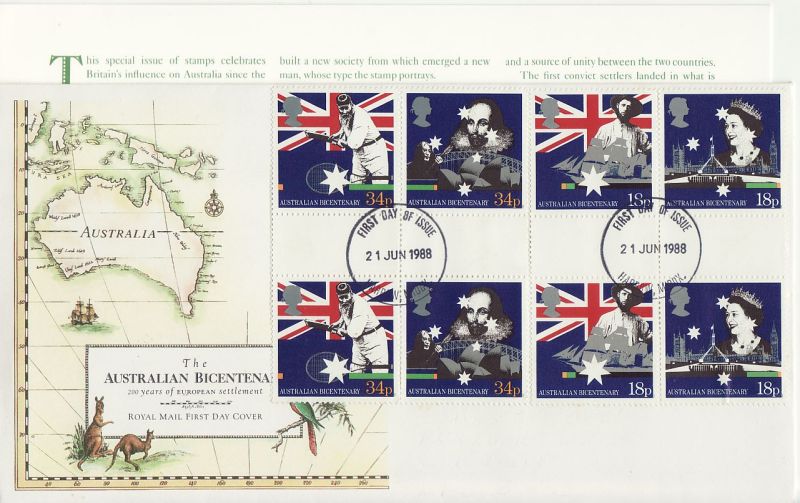 1988 Australian Bicentenary Stamps First Day Cover