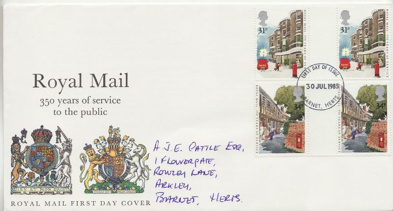 1985 Royal Mail 350th Stamps First Day Cover