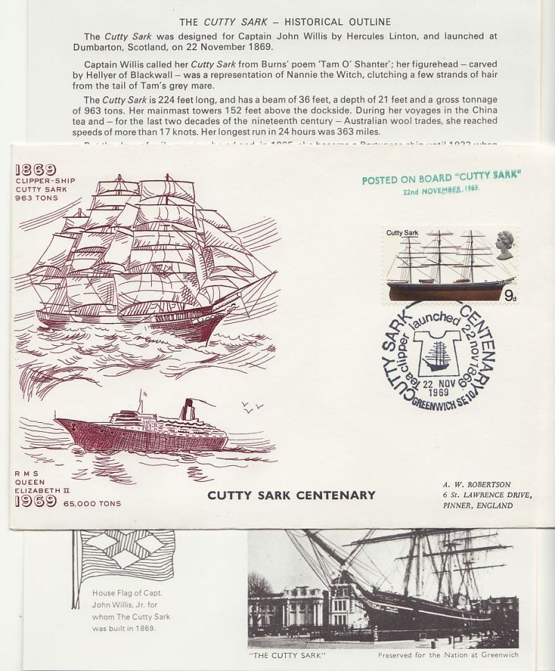 1969 Clipper-Ship Cutty Sark Envelope