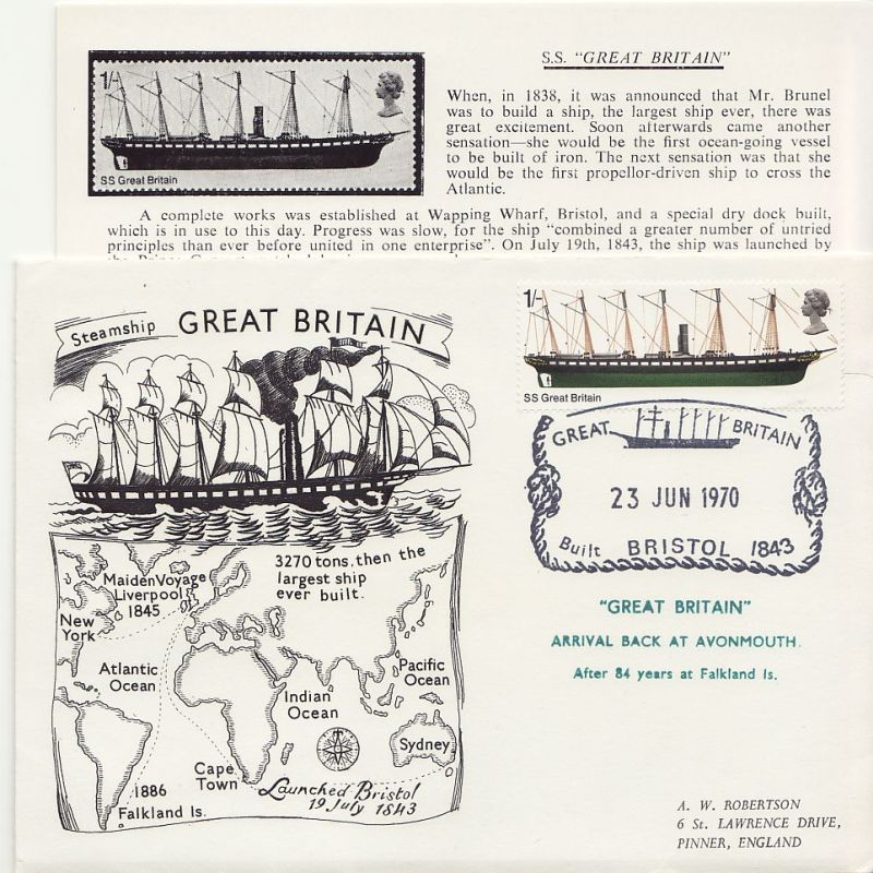 1970 Steamship Great Britain Envelope