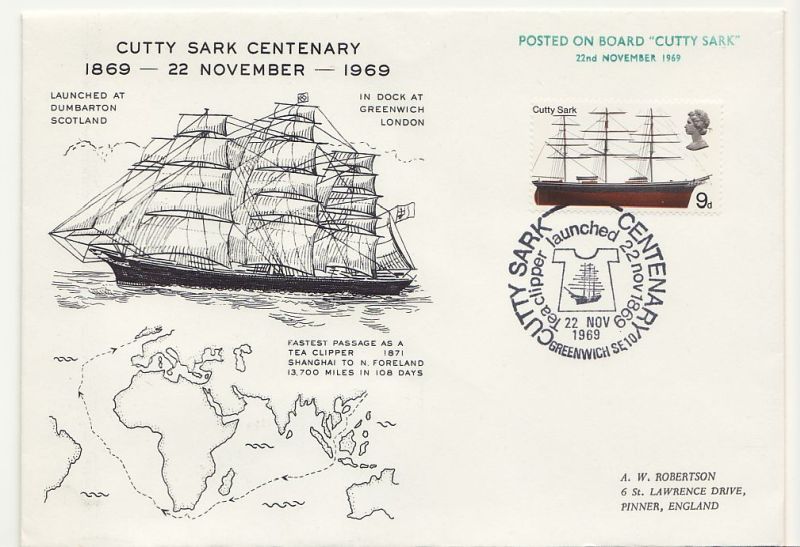 1969 Clipper-Ship Cutty Sark Envelope