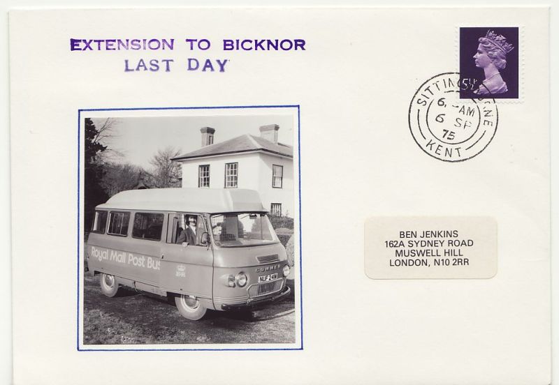 1975 Royal Mail Post Bus Sittingbourne Envelope