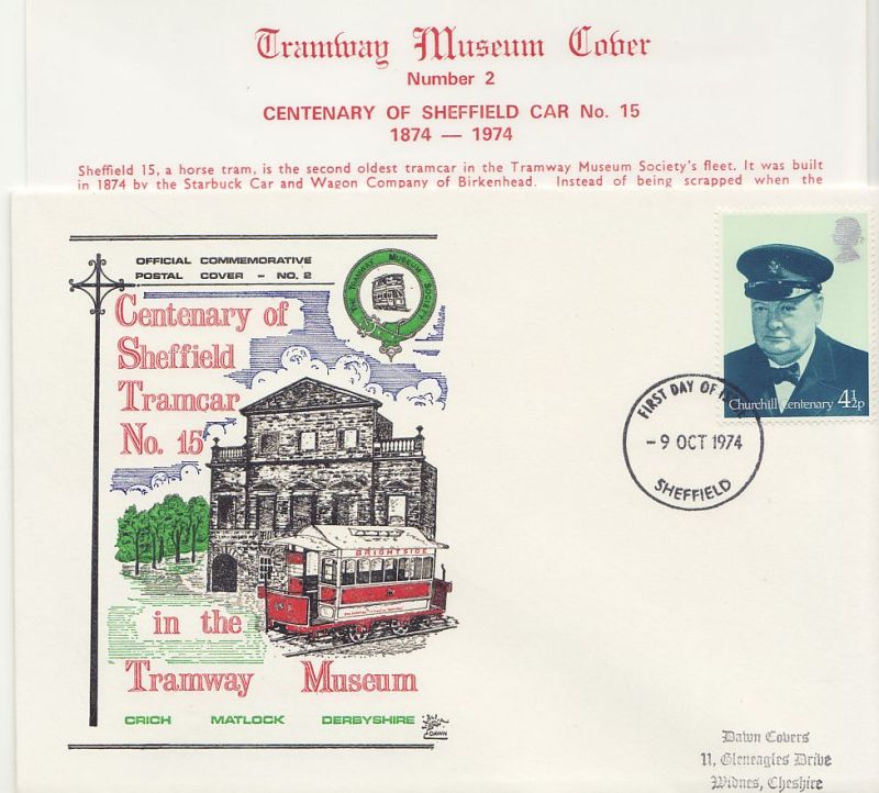 1974 Centenary of Sheffield Tramcar No 15 Envelope
