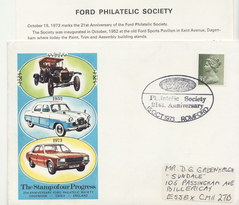 1973 Ford Philatelic Society Envelope
