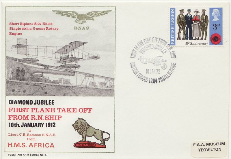 1972 First Plane Take Off From RN Ship Envelope