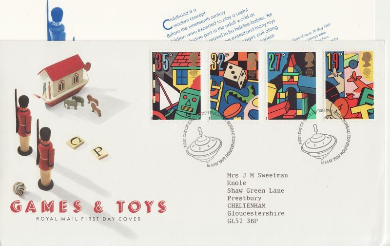 1989 Games & Toys Stamps First Day Cover