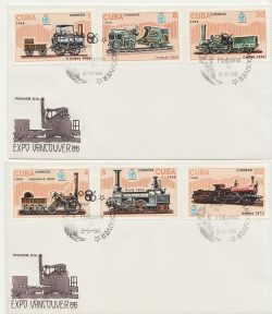 1986-05-02 Cuba Railway Expo 86 Stamps x2 FDC (88022)