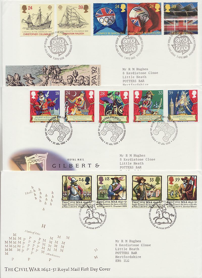 1992 Stamps First Day Covers