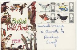 1966-08-08 British Birds Stamps Cardiff FDC (88259)