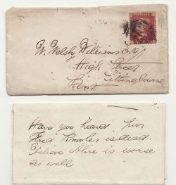 Queen Victoria 1d Red Used on Cover (88447)