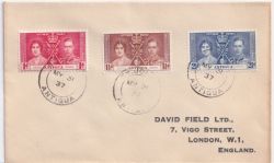 1937-05-31 Antigua Coronation Stamps ENV (88646)