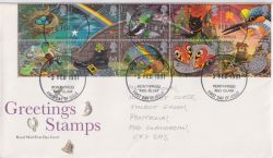 1991-02-05 Greetings Stamps Pontypridd FDC (89406)