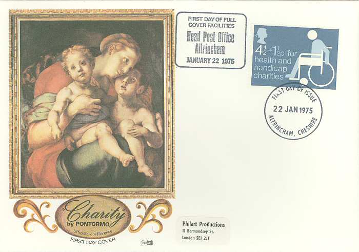 1975-01-22 Charity Stamp Altrincham H PO FDC (891)