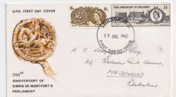1965-07-19 Parliament Stamps 6d Phos London FDC (90495)