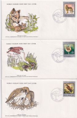 1977 Poland Wildlife Stamps x 3 FDC (90880)