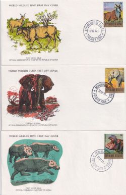1977 Guinea World Wildlife Stamps x 3 FDC (90889)