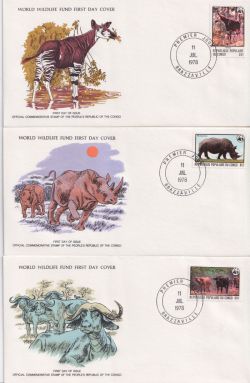 1978 Congo World Wildlife Stamps x 3 FDC (90894)