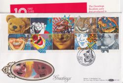 1991-03-26 Greetings Stamps Clowne Silk FDC (90955)