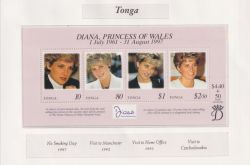 Tonga 1998 Princess Diana M/Sheet MNH (91146)