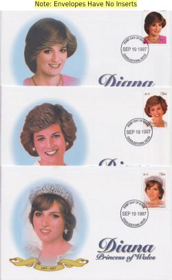 1997-09-19 Nevis Princess Diana x 9 FDC (91152)