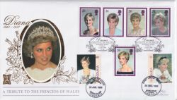 1998-02-03 Princess Diana Triple Pmk 22CT Gold FDC (91162)