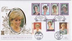 1998-02-03 Princess Diana Triple Pmk 22CT Gold FDC (91164)