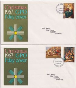 1967-10-18 + 27 Nov Christmas Stamps Bethlehem FDC (91237)