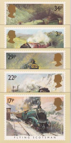 1985-01-22 PHQ 81 Trains x 5 Mint Cards (91334)