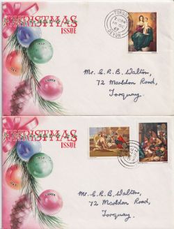 1967-10-18 + 27 Nov Christmas Stamps Torquay cds FDC (91380)
