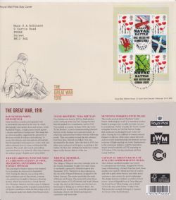 2016-06-21 The Great War Stamps Bklt Pane Lyness FDC (92298)
