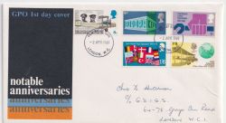 1969-04-02 Anniversaries Stamps London FDC (92520)