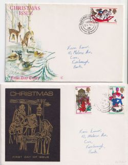 1969-11-26 Christmas Stamps Sheerness cds x2 FDC (92538)