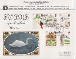 1993-01-19 Swans Stamps Egham FDC (92859)