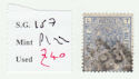 1880-83 QV SG157 2Â½d blue plate 22 used stamp (qvb43)